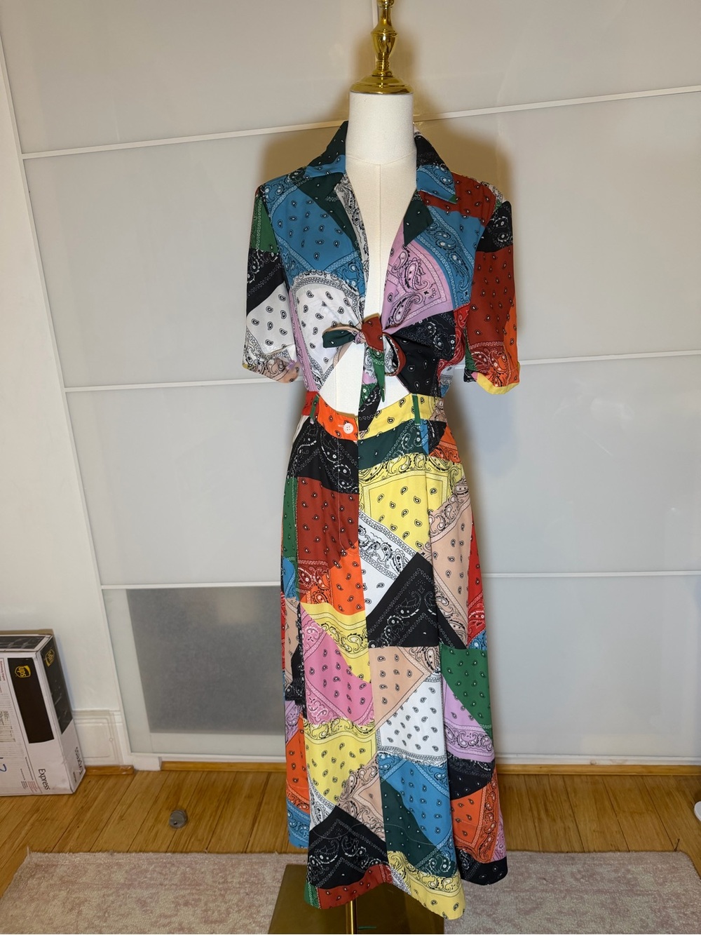 STAUD Multicolor Patchwork Bandana Maxi Dress - Size 6